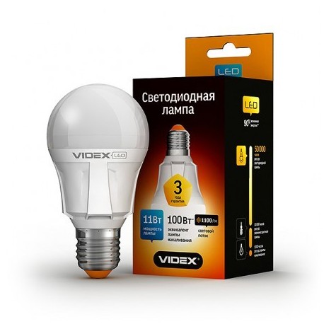 LED лампа VIDEX A60 11W E27 3000K 220V